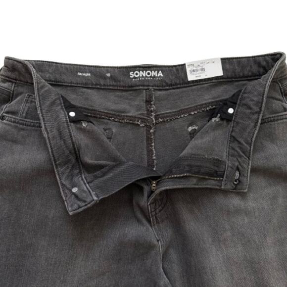 Sonoma Gray Black Wash High Rise Vintage Style Straight Leg Jeans Size 18 NEW - Picture 4 of 12